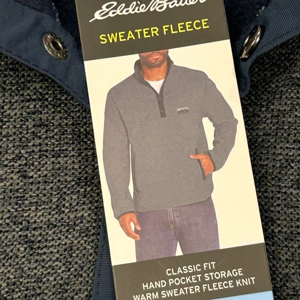 Eddie Bauer Blue and Gray Button-Up Pullover L NWT - Picture 6 of 7